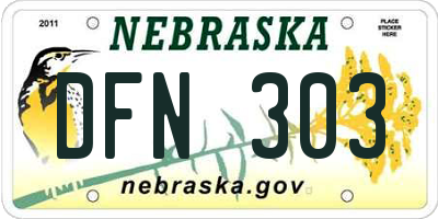 NE license plate DFN303