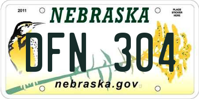 NE license plate DFN304