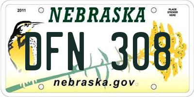 NE license plate DFN308