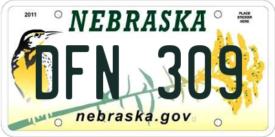 NE license plate DFN309