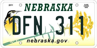 NE license plate DFN311