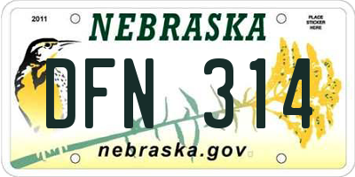 NE license plate DFN314
