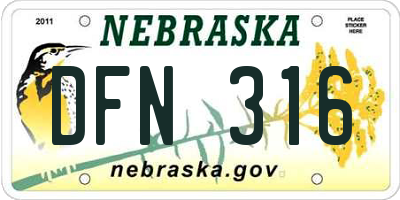 NE license plate DFN316