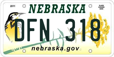 NE license plate DFN318