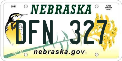 NE license plate DFN327