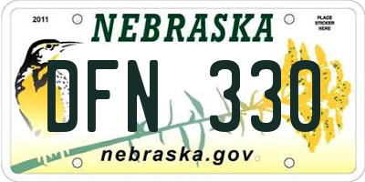 NE license plate DFN330