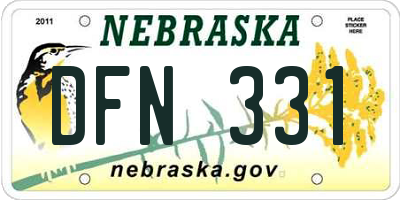 NE license plate DFN331