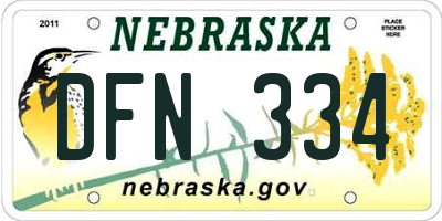 NE license plate DFN334