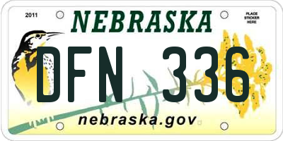 NE license plate DFN336