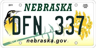 NE license plate DFN337