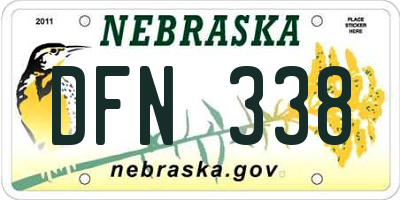 NE license plate DFN338