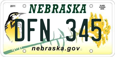NE license plate DFN345