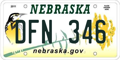NE license plate DFN346