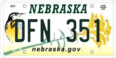NE license plate DFN351