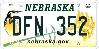 NE license plate DFN352