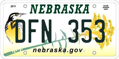 NE license plate DFN353
