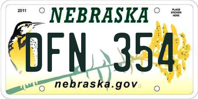 NE license plate DFN354