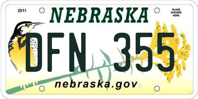 NE license plate DFN355