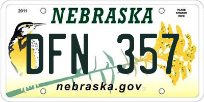 NE license plate DFN357