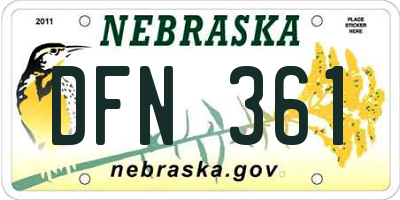 NE license plate DFN361