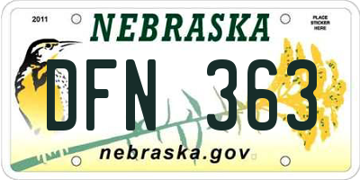 NE license plate DFN363
