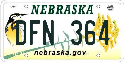 NE license plate DFN364