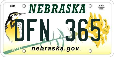 NE license plate DFN365