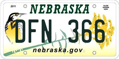 NE license plate DFN366