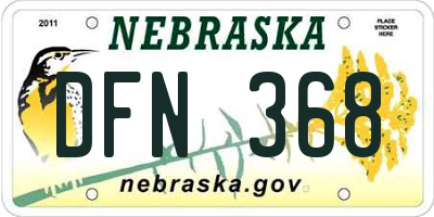 NE license plate DFN368