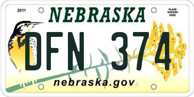 NE license plate DFN374