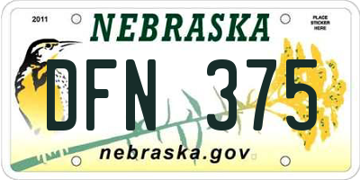 NE license plate DFN375