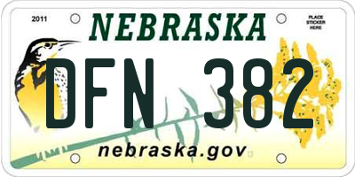 NE license plate DFN382