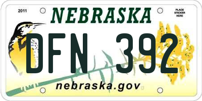 NE license plate DFN392