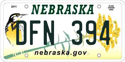 NE license plate DFN394