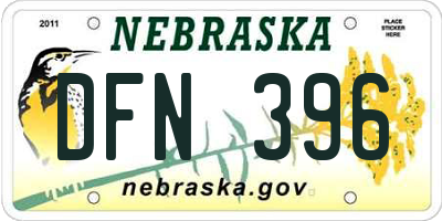 NE license plate DFN396