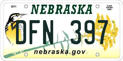 NE license plate DFN397