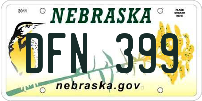 NE license plate DFN399