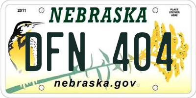 NE license plate DFN404