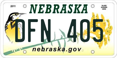 NE license plate DFN405