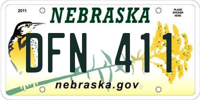 NE license plate DFN411