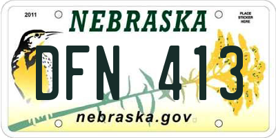 NE license plate DFN413