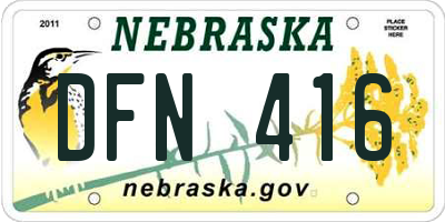 NE license plate DFN416