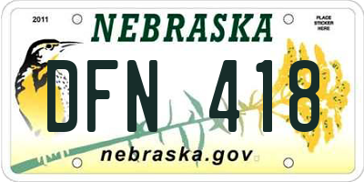 NE license plate DFN418