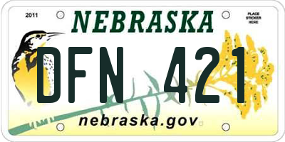 NE license plate DFN421