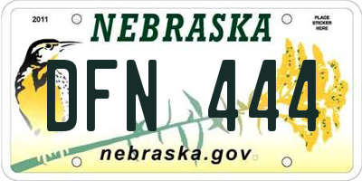 NE license plate DFN444