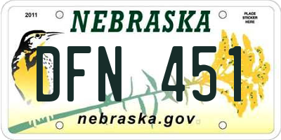NE license plate DFN451