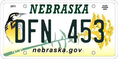 NE license plate DFN453
