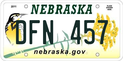 NE license plate DFN457