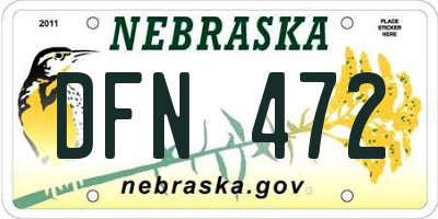 NE license plate DFN472