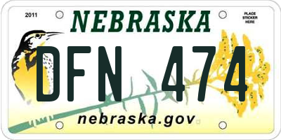NE license plate DFN474